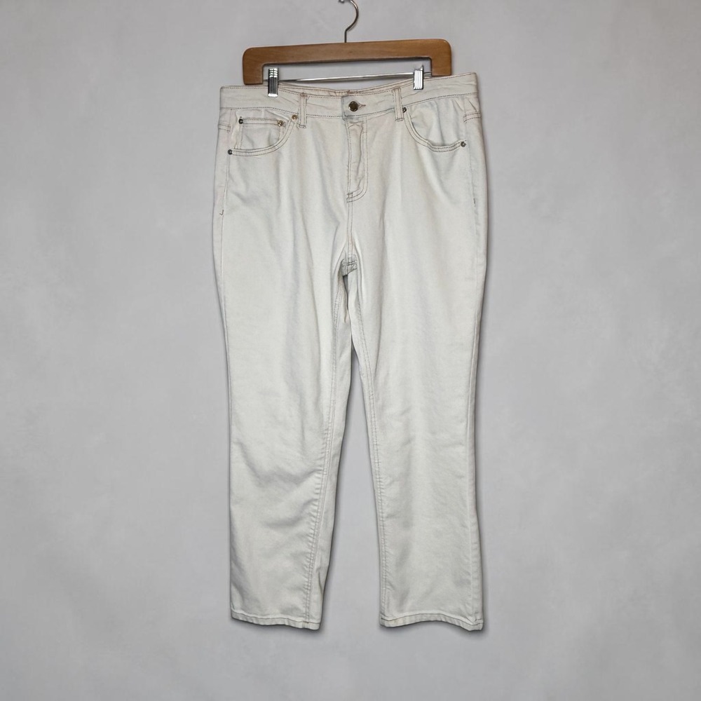 Oat New York High Rise Straight Leg Jeans Off White size 10‎ / 30